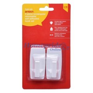 Homepride Online-2 Piece rectangular, removable self-adhesive hook set (3cm x 6.5cm)
