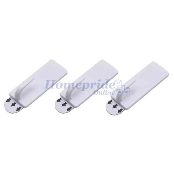 Homepride Online-3 Piece rectangular, removable self-adhesive hook set (2cm x 5cm)