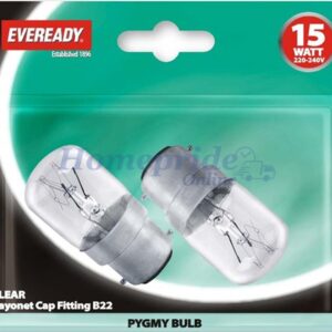 Homepride Online-S1054 Clear Pygmy 15W Bayonet Cap x 2 Blistered
