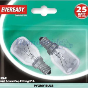 Homepride Online-S1064 Clear Pygmy 25W Small Edison Screw x 2 Blistered