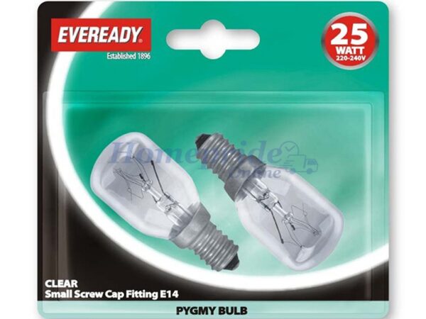 Homepride Online-S1064 Clear Pygmy 25W Small Edison Screw x 2 Blistered