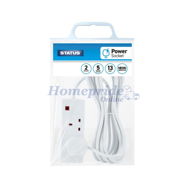 Homepride Online-2 Gang Extension Lead with LED Indicator 5m - White