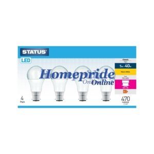 Homepride Online-A60 GLS 5W LED Pearl Bayonet Cap W/White Four Pack