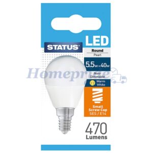 Homepride Online-Round LED 5W 470Lm Pearl Small Edison Screw Warm White Box