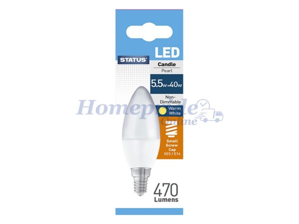 Homepride Online-Candle LED 5W 470Lm Pearl Small Edison Screw Warm White Box