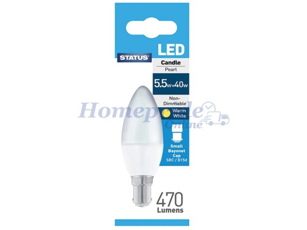 Homepride Online-Candle LED 5W Pearl Small Bayonet Cap Boxed Warm White