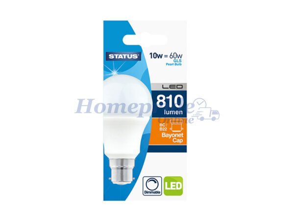 Homepride Online-GLS LED 8.5W Pearl Bayonet Cap Dimmable Warm White Box