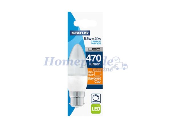 Homepride Online-Candle LED 5.5W Pearl Bayonet Cap Dimmable Boxed