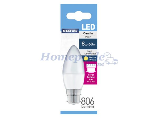 Homepride Online-Candle LED 8W 806Lumens Bayonet Cap Boxed