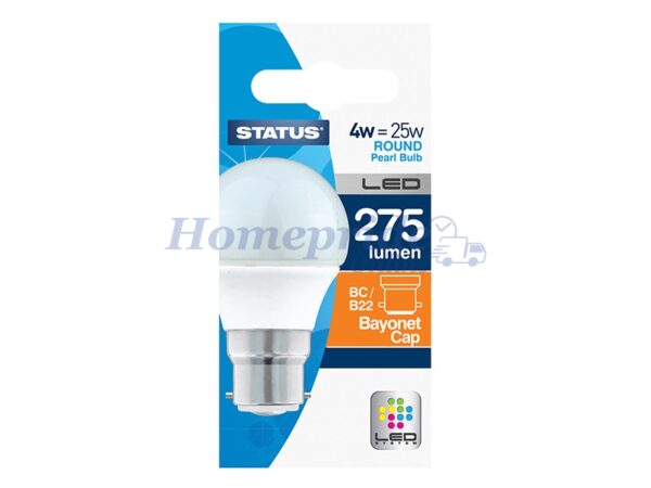 Homepride Online-Round LED 3W 275 Lumen Pearl Bayonet Cap Warm White Boxed