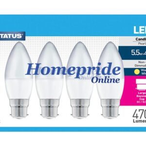 Homepride Online-Candle LED 5W 470 Lumen Pearl Bayonet Cap Warm White x 4
