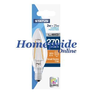 Homepride Online-Candle Filament LED 2W 270 Lumen Clear Edison Screw Warm White