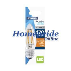 Homepride Online-Candle Filament LED 4W 470 Lumen Clear Edison Screw Warm White