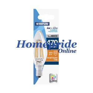 Homepride Online-Candle Filament LED 4W 407 Lumen Clear Small Edison Screw Warm White