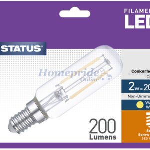 Homepride Online-Cooker Hood Filament LED 2W 200Lm Small Edison Screw Clear - Warm White