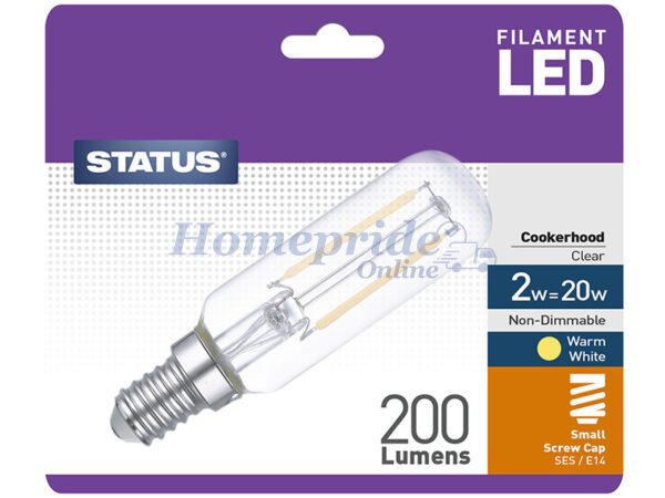 Homepride Online-Cooker Hood Filament LED 2W 200Lm Small Edison Screw Clear - Warm White