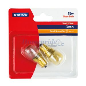 Homepride Online-Oven Bulb 15W Small Edison Screw 300 Degree Clear Twin Pack