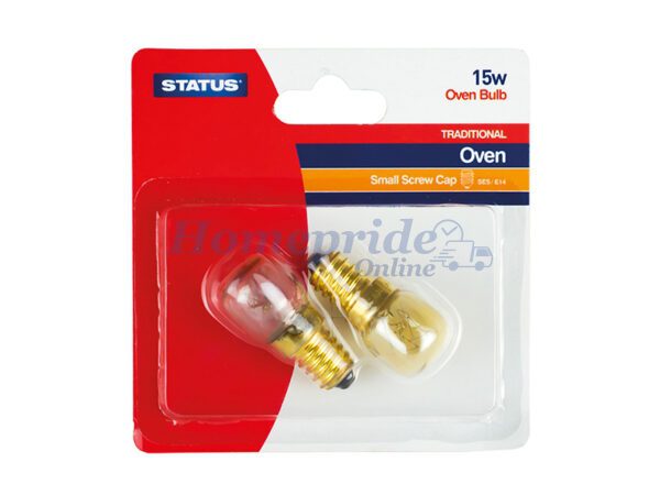 Homepride Online-Oven Bulb 15W Small Edison Screw 300 Degree Clear Twin Pack