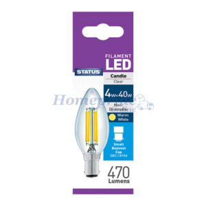 Homepride Online-Filament LED Candle Small Bayonet Cap 4W Warm White
