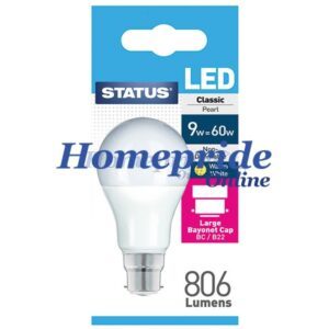 Homepride Online-A60 GLS LED 9W 806 Lumen Bayonet Cap Pearl Warm White