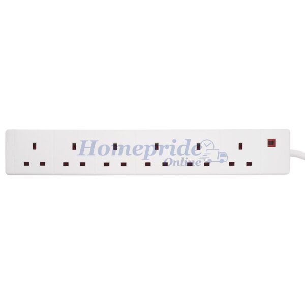 Homepride Online-6 Gang 13A 2 Metre Extension Lead with Power Indicator Light