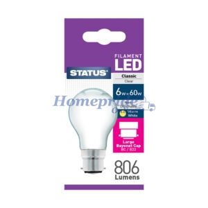 Homepride Online-GLS Filament LED 6W 806L Bayonet Cap Pearl Boxed