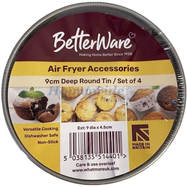 Homepride Online-Betterware Air Fry 9cm Deep Round Tin 4 Pack