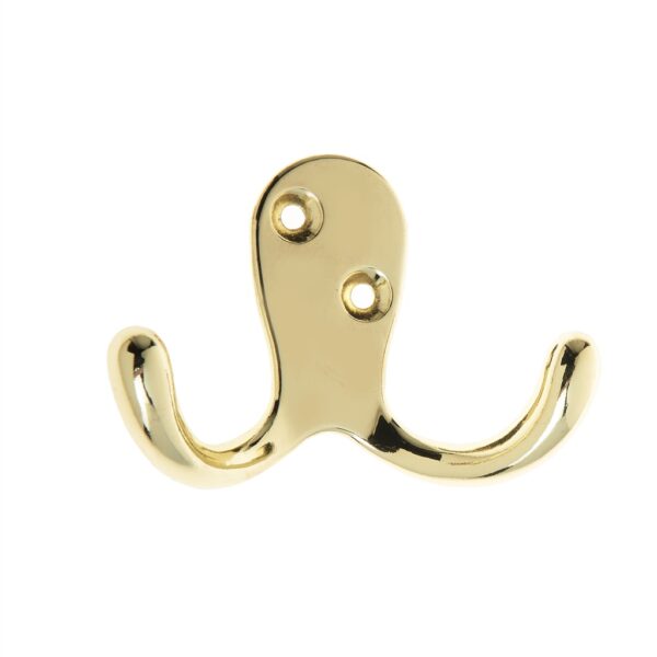 Homepride Online-Basic Double Robe Hook - Polished Brass