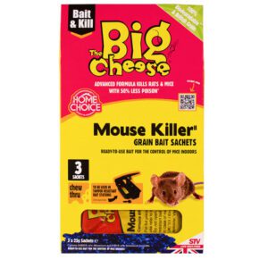 Homepride Online-STV THE BIG CHEESE MOUSE KILLER GRAIN BAIT SACHETS READY-TO-USE BAIT FOR THE CONTROL OF MICE INDOORS.