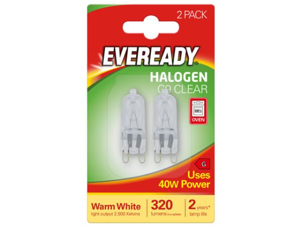 Homepride Online-Eveready G9 Clear Halogen 40w - Twin Pack