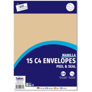 Homepride Online-Just stationery 15 C4 Manilla envelopes peel and seal