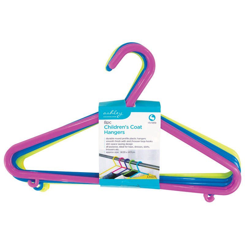 Homepride Online-Ashleys 8pc childrens coat hangers approx size: W29 × H17 cm