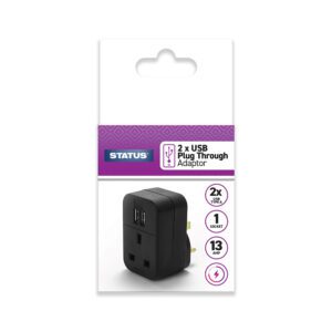 Homepride Online-2 x USB Plug Through  Adaptor 13 Amp