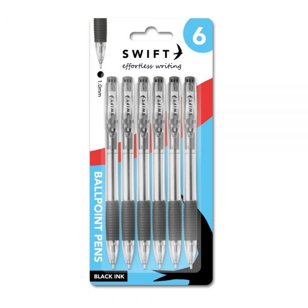 Homepride Online-Swift Ballpoint Pens - 6pack-Black Ink
