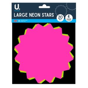 Homepride Online-U. Stationery Large Neon Stars-20 pack- 4 assorted colours