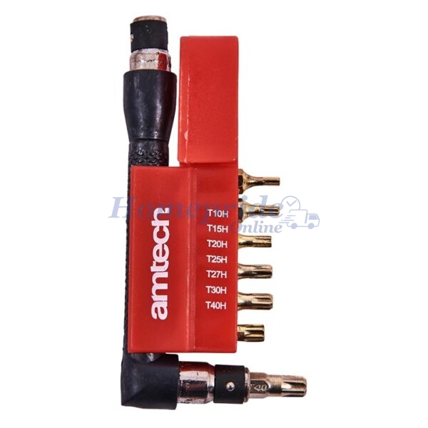 9 Piece offset tamper proof Torx bit set