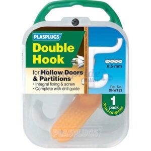 Hollow Door Hook Double White