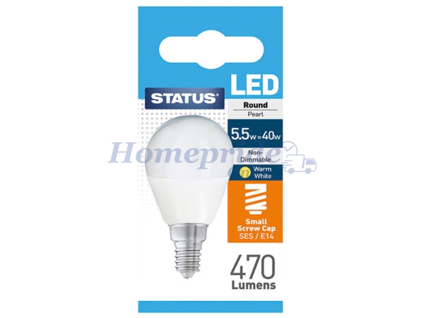 Round LED 5W 470Lm Pearl Small Edison Screw Warm White Box
