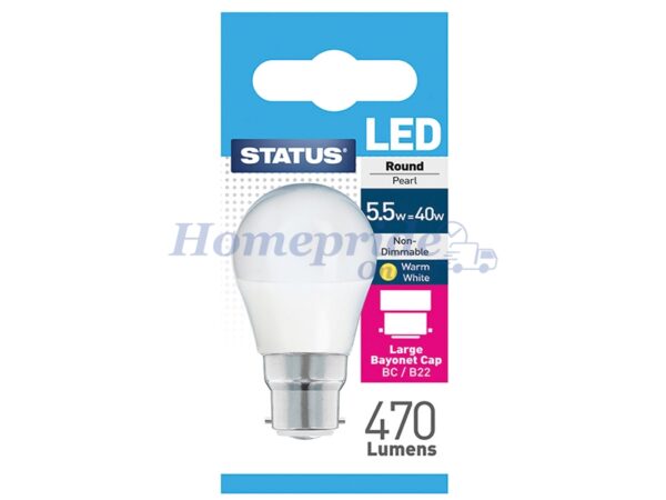 Homepride Online-Round LED 5W Pearl Bayonet Cap Warm White