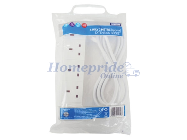 Extension Socket 4 Way 2 metre With Neon