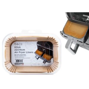 B&CO AIR FRYER LINERS RECTANGLE 60PCS 22x14CM