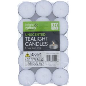 BRIGHT & HOMELY TEALIGHTS 30 PCS 5 HOUR BURN