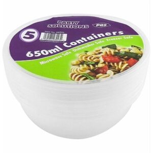 PPS PLASTIC 5 CONTAINERS & LID ROUND 650ML