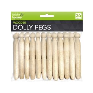 BRIGHT & HOMELY WOODEN DOLLY PEGS 24 PACK