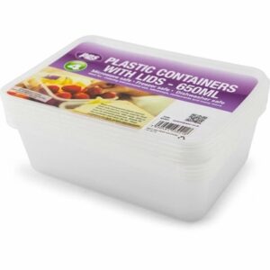 PPS PLASTIC 4 CONTAINERS & LID RECT 650ML