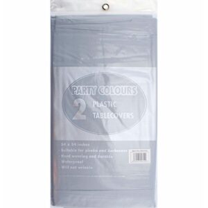 PPS PLASTIC 2 TABLECLOTHS SILVER