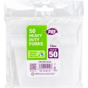 PPS HEAVY DUTY FORKS  CLEAR CUTLERY 50 PACK