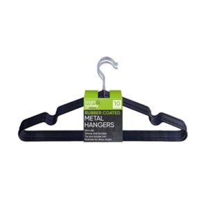 BRIGHT & HOMELY HANGER RUBBER METAL BLACK 10PCS