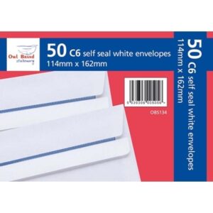 ENVELOPES WHITE SELF SEAL C6 BOX 20