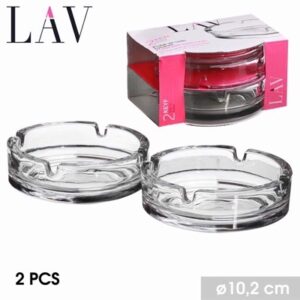 LAV GLASS ASHTRAY 10CM PK2